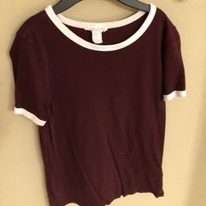 Maroon with white colored shirt